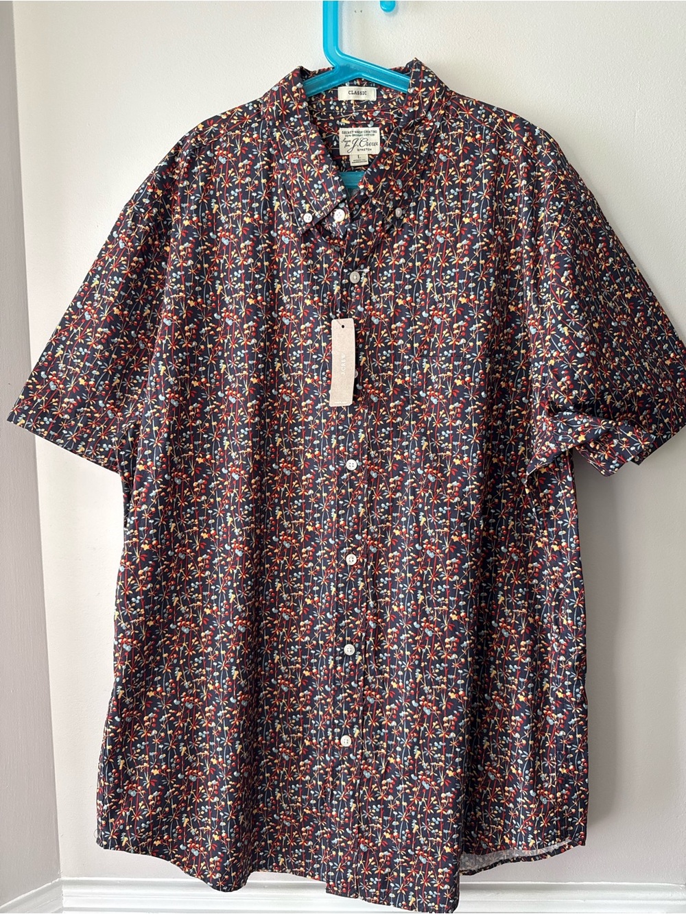 Jcrew Men’s Classic Short-Sleeve Button-Up Shirt - Navy Floral